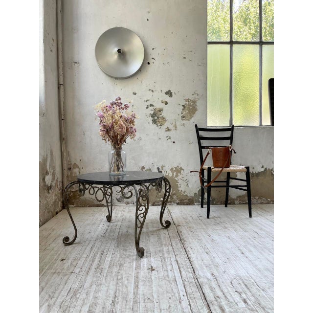 Black Metal and Black Marble Coffee Table by René Drouet, 1960s For Sale - Image 8 of 18