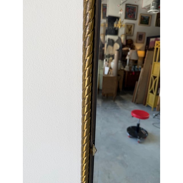 Metal Italian Hollywood Regency Brass & Shell Top Wall Mirror With Beveled Glass For Sale - Image 7 of 11