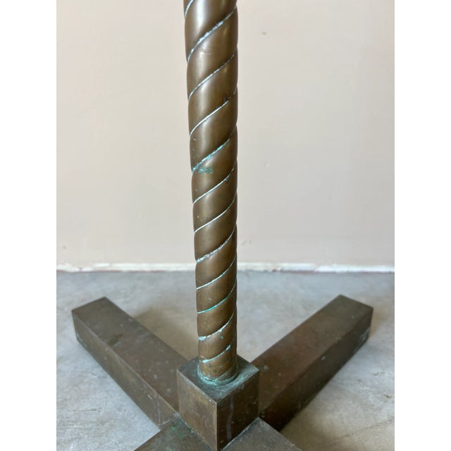 Italian Hollywood Regency Solid Brass Floor Towel Stand For Sale - Image 9 of 12