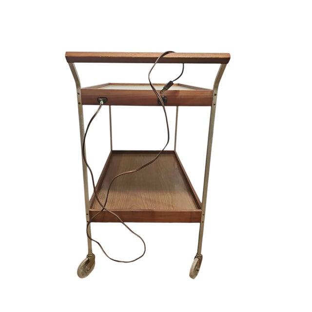 1960s Mid-Century Automatic Food Warmer Rolling Bar Cart For Sale - Image 4 of 6