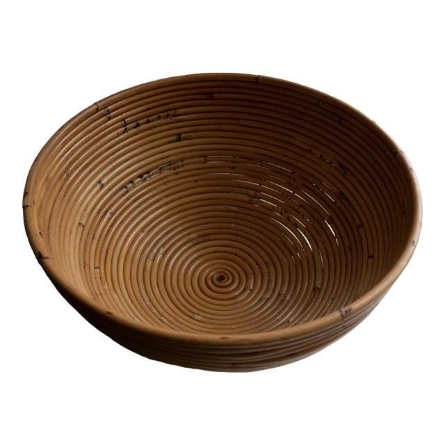 1960s Gabriella Crespi Style Pencil Reed Bowl For Sale