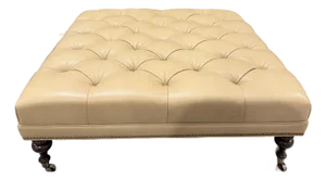 Hancock & Moore Plantation Tufted Tan Leather Ottoman