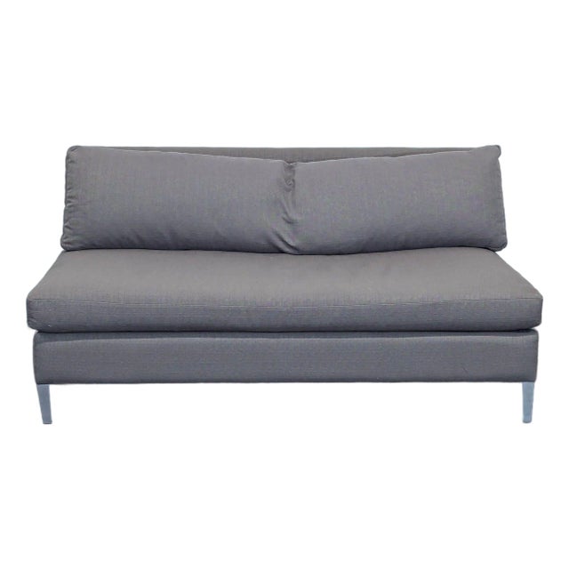 Cb2 Cielo Modern Gray Loveseat With Metal Legs For Sale