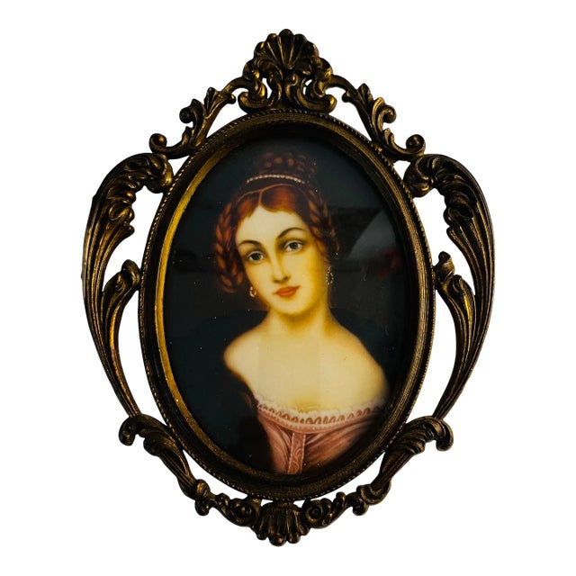 Vintage Italian Miniature Portrait For Sale