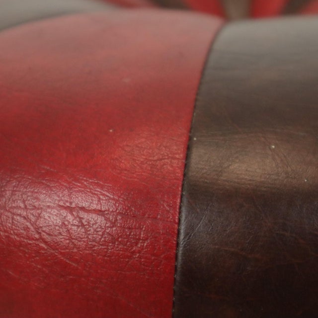 Vintage Round Pouf in Two-Tone Skai, 1960s For Sale - Image 10 of 12