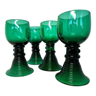 19th Century Bristol Green Georgian Rummers Roemer Glasses- Set of 4 For Sale