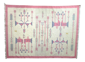 Vintage Folk Art Kilim Rug in Wool and Cotton, Poland, 1970s