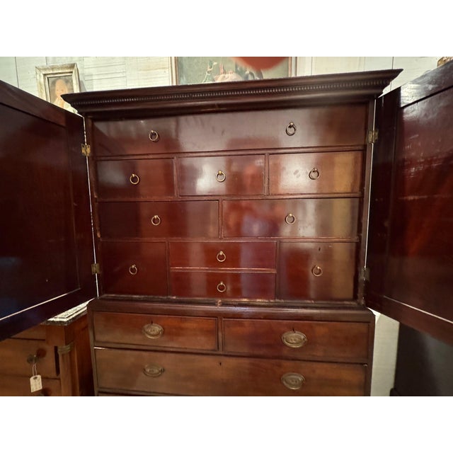 Wood 19th Century Mahogany Cabinet With Dresser Base For Sale - Image 7 of 16
