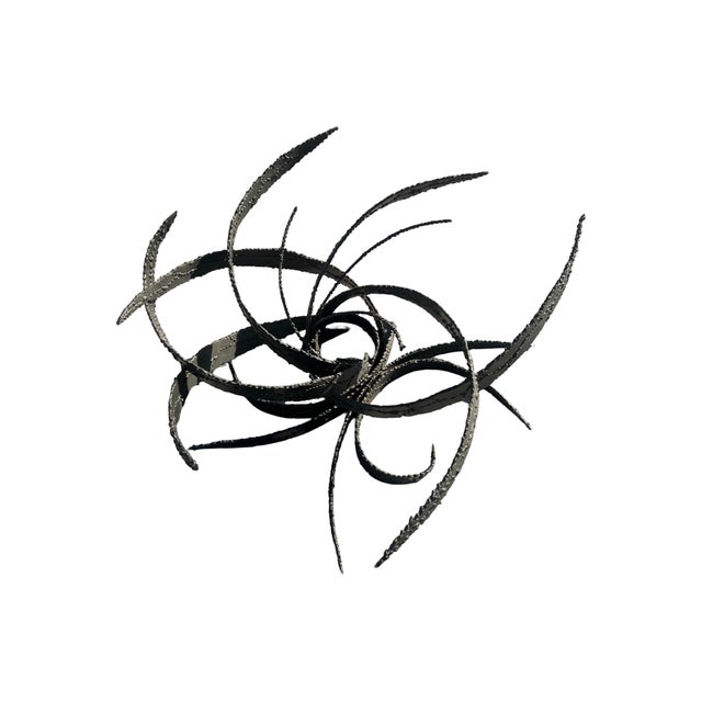 Vintage Mid Century Modern Daniel Gluck Brutalist Bronze Twisted Glass Circle Coffee Table 1960s Sculpture Sculptural For Sale In Palm Springs - Image 6 of 12