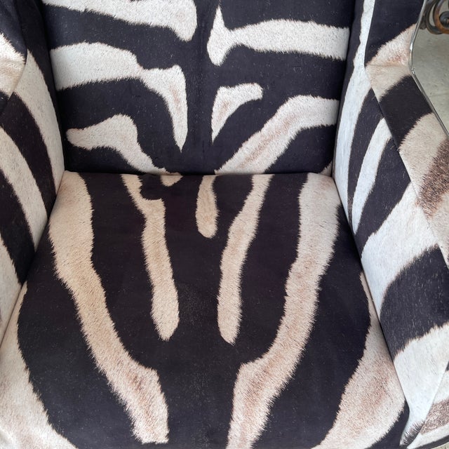 Metal Middle Ct Arm Chair With New Cover Zebra For Sale - Image 7 of 9