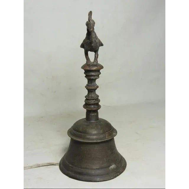 Metal Antique Indonesian Brass Bell For Sale - Image 7 of 11