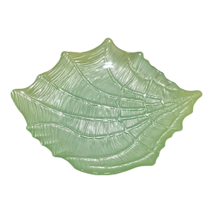 15-Inch Vintage Celery Green Shell Glass Bowl