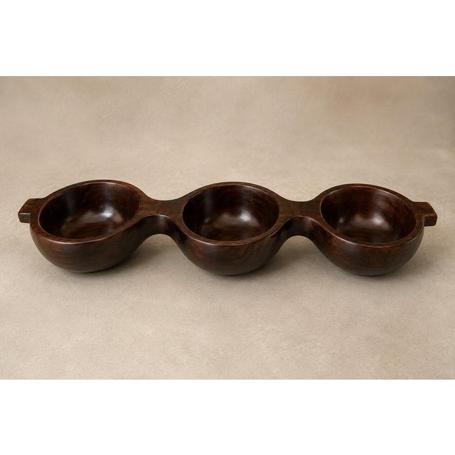 Decorative Tray with Three Compartments in Brazilian Rosewood by Jean Gillon, Brazil, 1950s - Lot 931 For Sale - Image 13 of 17
