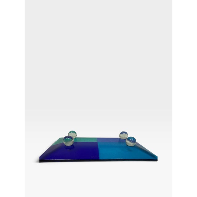 Signed Outi Turpeinen for Nuutajärvi Finnish Fused Art Glass Platter For Sale In West Palm - Image 6 of 8