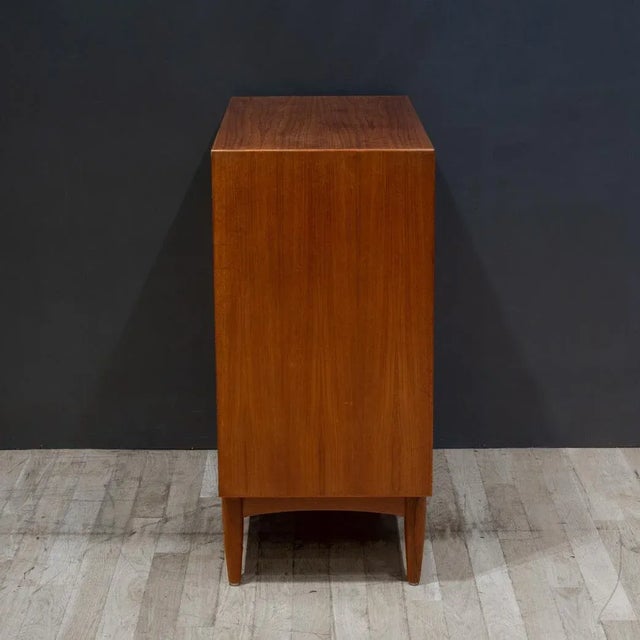 Pair of Mid-Century Ew Bach Tall Teak Dressers With Sculpted Handles C.1950-Price Per Piece For Sale In San Francisco - Image 6 of 12