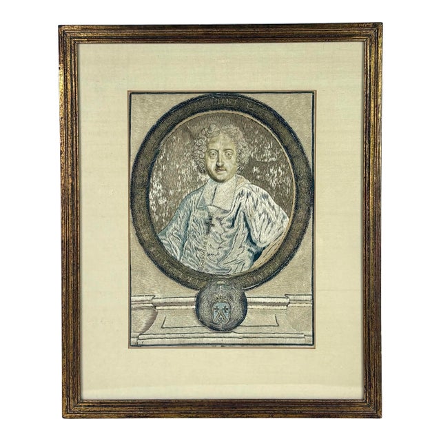Late 17th - 18th Century Silkwork Picture of an Ecclesiastic For Sale