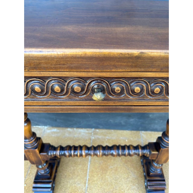 Spanish Carved Wood Console Table With Two Drawers Signed by Valenti For Sale - Image 13 of 16