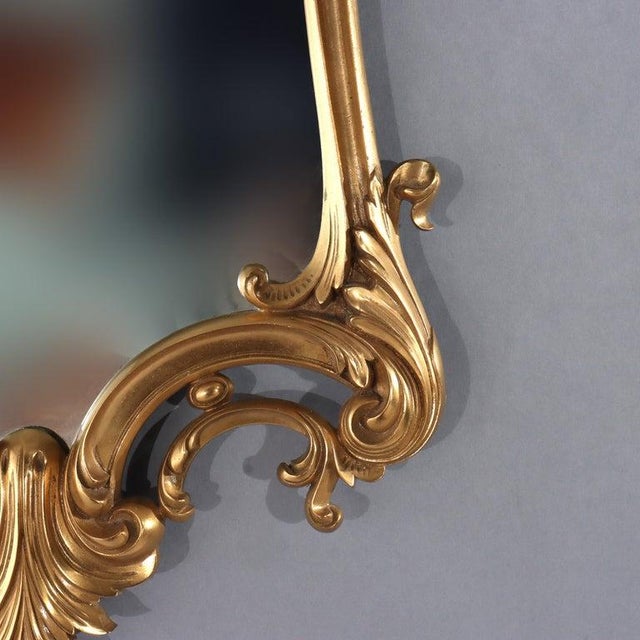 Antique French Louis XIV Style Gilt Bronze Foliate Hourglass Form Mirror C1930 For Sale - Image 6 of 10