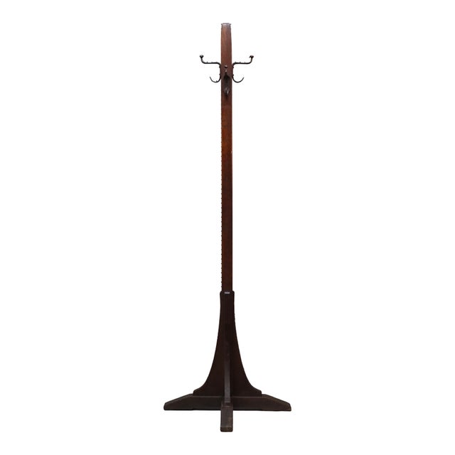 Brown Arts & Crafts L & Jg Stickley Mission Oak Coat Rack Signed C1920 For Sale - Image 8 of 9