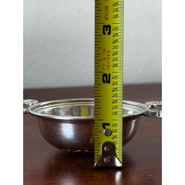 Early 20th Century Vintage Silverplate Tea Strainer With Ornate Handles, Victorian Style Double-Handled Strainer For Sale - Image 5 of 8