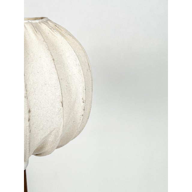 Wood Scandinavian Modern Swedish Teak Tripod Floor Lamp with Pleated Fabric, 1960 For Sale - Image 7 of 8