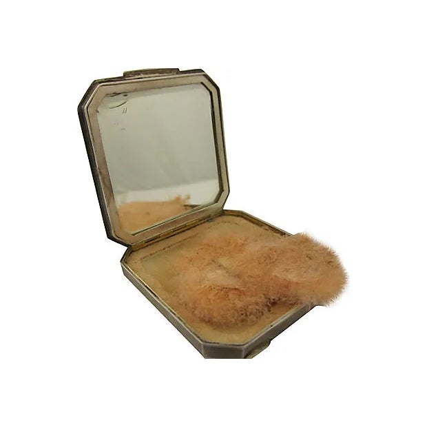 Early 20th Century Early 20th Century Deco Sterling & Green Enamel Compact For Sale - Image 5 of 7