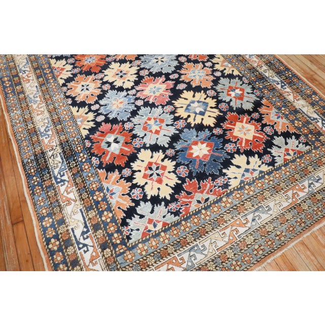 Vintage Zabihi Collection Inspired Turkish Azari Caucasian Snowflake Rug For Sale In New York - Image 6 of 12