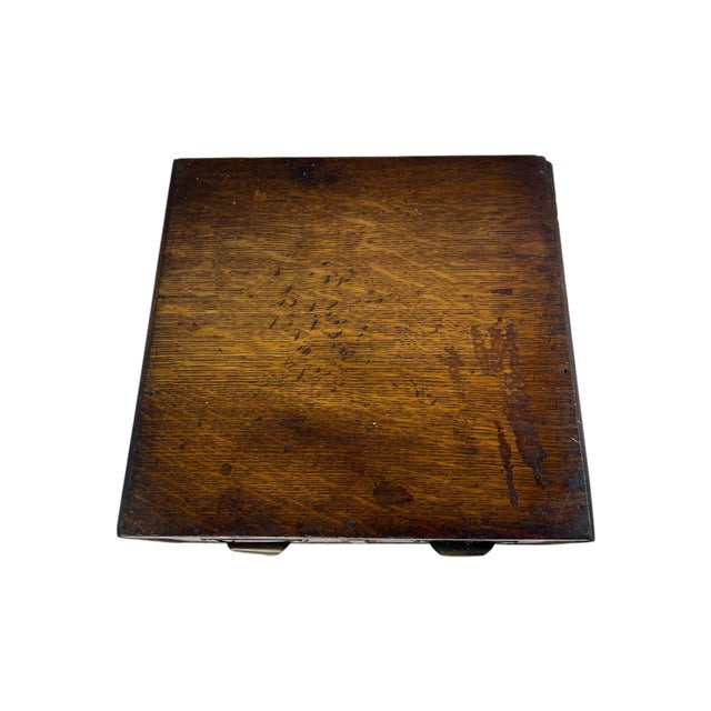 Mission Antique Globe Tiger Oak Wood File Index Card Cabinet 2 Drawer For Sale - Image 3 of 11