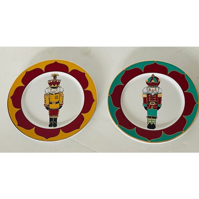 Lovely pair of ceramic Handpainted plates with Nutcrackers designed by Kim Williams.