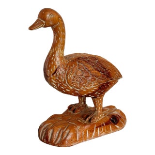 Mid-Century Hand Carved Italian Duck With Painted Detail For Sale