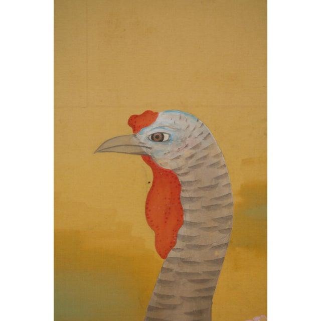 Japanese Japanese Meiji Two-Panel Screen With Tom Turkey and Hen, Signed Yoho, C. 1900 For Sale - Image 3 of 15
