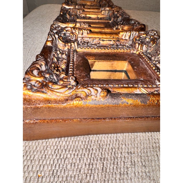 Vintage Hollywood Regency Gold Gilt Baroque Inset Wall Mirrors - Set of 3 For Sale - Image 6 of 9