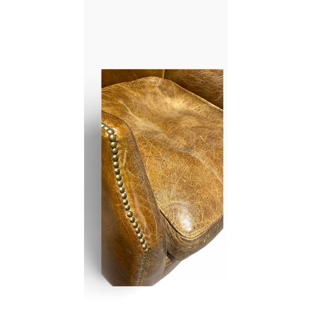 2000 - 2009 Traditional Nailhead Brown Leather Armchair For Sale - Image 5 of 5