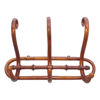 Art Nouveau Wall-Mounted Coat Rack in Bentwood by Kohn, 1905 For Sale
