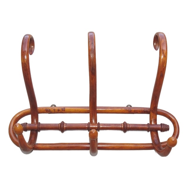 Art Nouveau Wall-Mounted Coat Rack in Bentwood by Kohn, 1905 For Sale