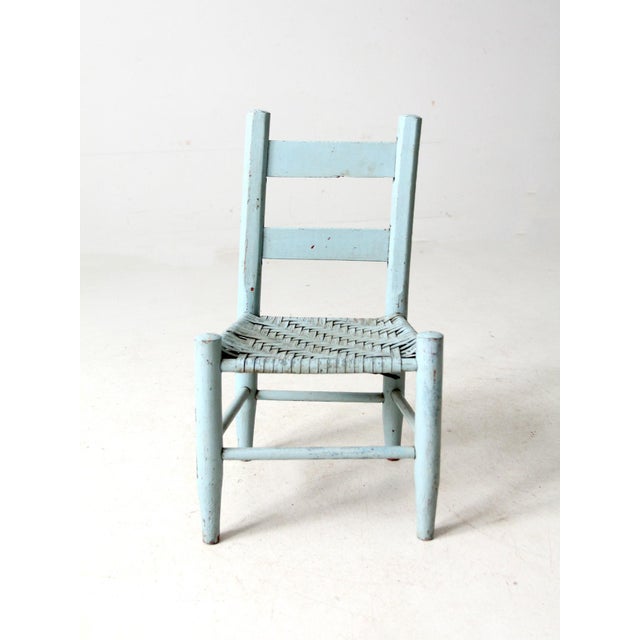 Antique Painted Woven Seat Children's Chair For Sale - Image 4 of 10
