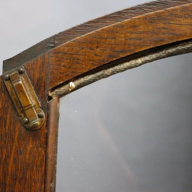 1920s Arts & Crafts Oak 2-Door Bookcase With Mirrored Top C1910 For Sale - Image 5 of 10