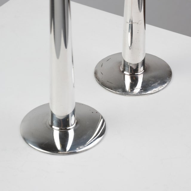 Lino Sabattini Silver-Plated Metal Candlesticks by Lino Sabattini for Sabattini, Italy, 1960s, Set of 2 For Sale - Image 4 of 6