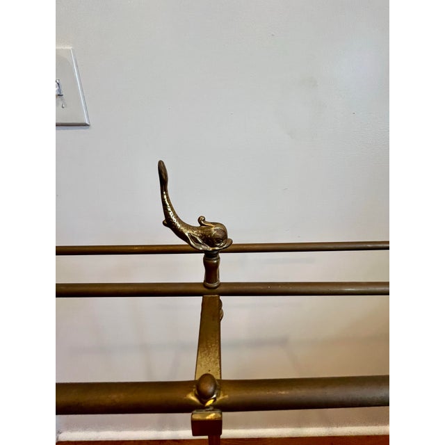 Hollywood Regency Brass Towel Rack Valet Stand 1960s Fish Motif For Sale - Image 10 of 12