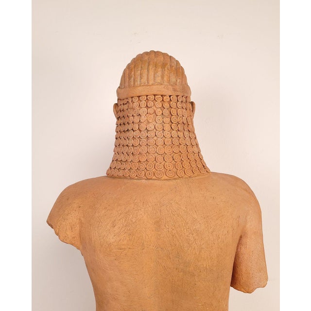 Terra Cotta 1970s Pottery Statue of a Koros on Later Stand, California Circa 1975 For Sale - Image 8 of 10