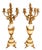 Pair of Louis XVI Style Ormolu Mounted White Marble Six Branch Candelabra, late 19th century, each with scrolled branches...