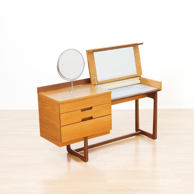 Small Mid Century Teak Desk Vanity by Gunther Hoffstead for Uniflex For Sale - Image 9 of 10