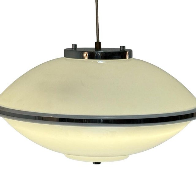 Vintage Space Age Pendant Lamp in White Acrylic, 1970s For Sale - Image 6 of 11
