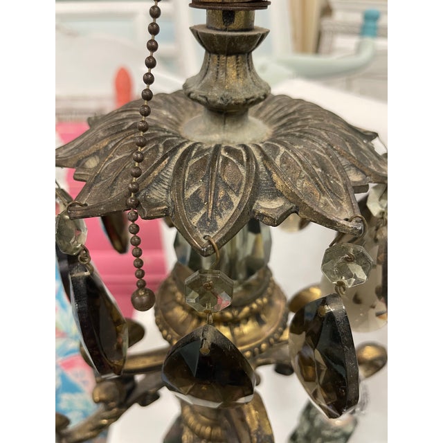 Vintage Hollywood Regency Black Crystal Table Lamp For Sale - Image 10 of 12