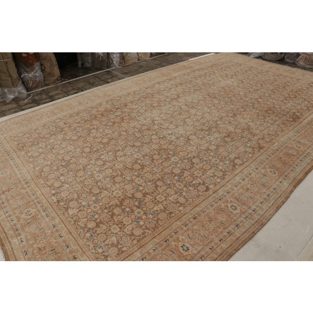 Traditional Vintage Tabriz Persian Rug in Beige-Brown and Pink Herati Floral Pattern For Sale - Image 3 of 7