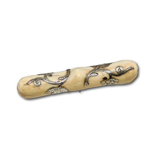 Silver Fine & Unusual Antique American Victorian Sterling Silver Inlayon Bone Wine Corkscrew - Circa 1900 For Sale - Image 8 of 18