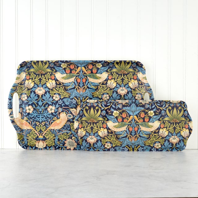 Spode Spode Morris & Co Strawberry Thief Blue Melamine Large Handled Tray For Sale - Image 4 of 5