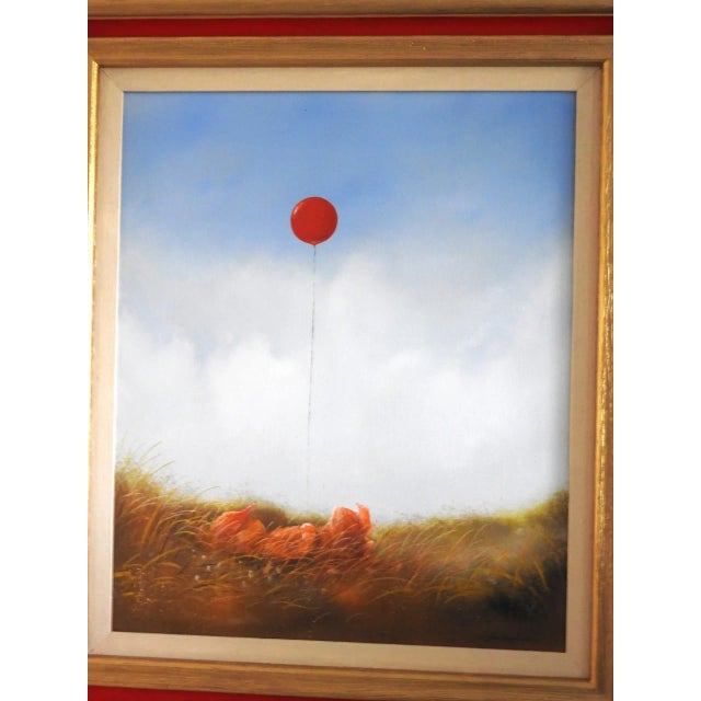 1980s Red Balloon Oil Painting by San Franciscan Artist John Boyd May For Sale - Image 5 of 10