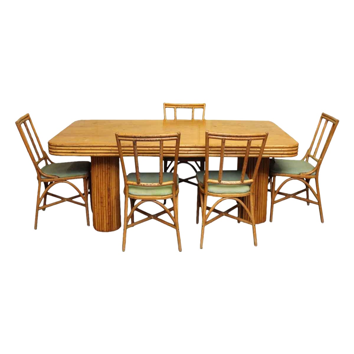 Vintage 1950s Mid Century Modern Bamboo Rattan Dining Set Chairish
