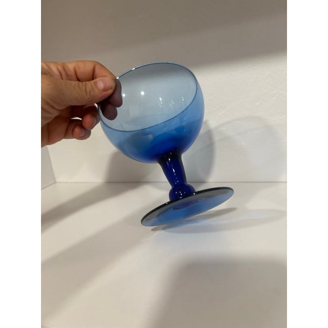 Blue 1970s Cobalt Blue Glasses - Set of 3 For Sale - Image 8 of 10